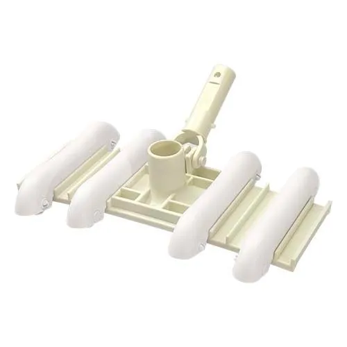 Cabezal aspirador flexible Emaux CE301 de 14 pulgadas con rodillos blancos y toma central para manguera