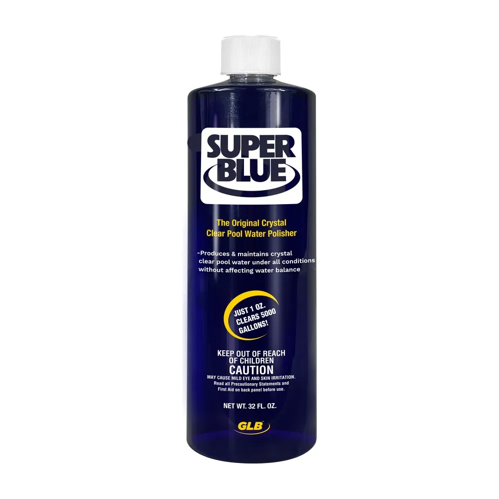 Clarificador GLB Super Blue para piscina, botella de 32 oz (imagen referencial)