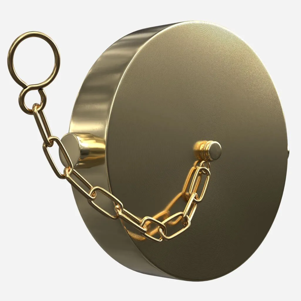 Tapa de bronce con cadena para conexión de manguera contra incendio (imagen referencial)