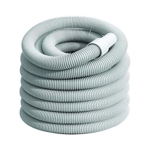 Manguera flotante Emaux para aspiradora de piscina enrollada, de color gris con conector blanco